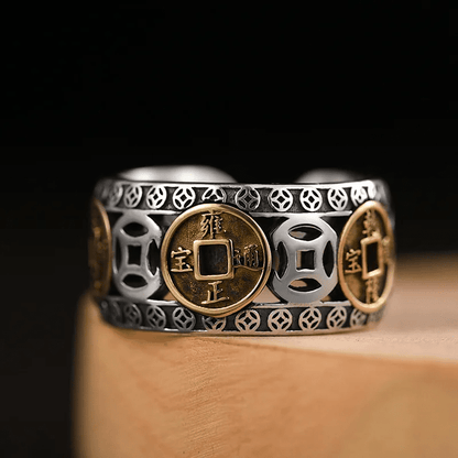 FOUR EMPERORS COINS - Adjustable Alloy Ring for Men & Boys