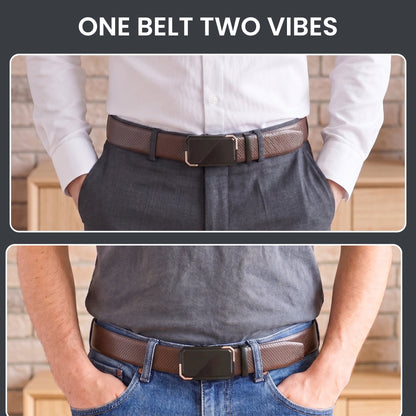 Mens Genuine Leather Belt | 2 in 1 Reversible (Brown & Black) (1 Pc.) - REXVA