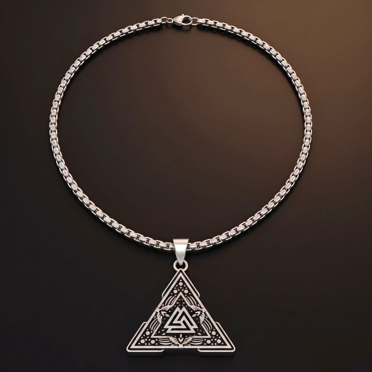 VIKING SEAL - 34mm Titanium Steel Pendant with 23inch Round Box 4mm Chain for Men & Boys