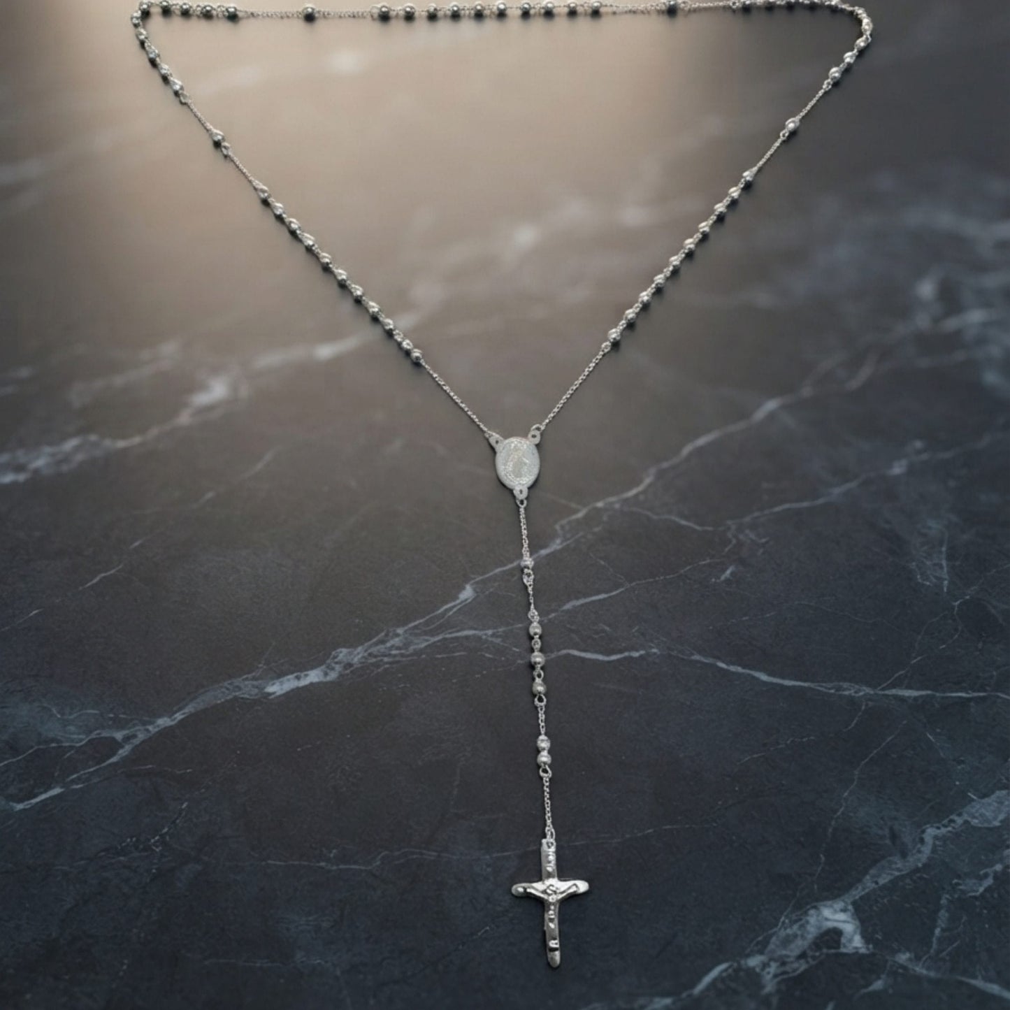 MIRACULOUS ROSARY - STEEL- 21mm Titanium Steel Pendant with 38inch Chain for Men & Boys