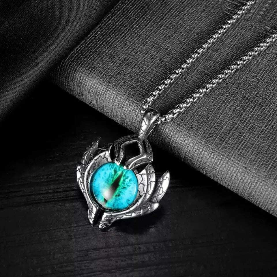 THE MEN THING Alloy Blue Eye Pendant with Pure Stainless Steel 24inch Chain for Men, European trending Style - Round Box Chain & Pendant for Men & Boy