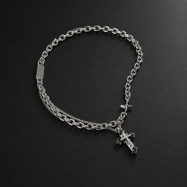 CROSS FUSION - 26mm Titanium Steel Pendant with 8mm Chain for Men & Boys - 21 inch