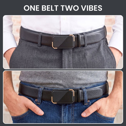 Mens Genuine Leather Belt | 2 in 1 Reversible (Black & Brown) (1 Pc.) - LUXORIC