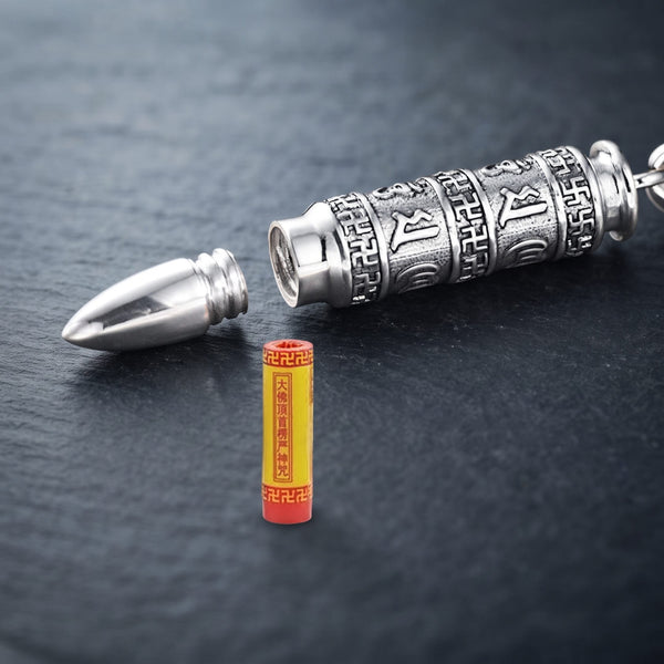 MANTRA BULLET - 11mm Pure Titanium Steel Pendant with 23inch Twisted Rope 4mm Chain for Men & Boys