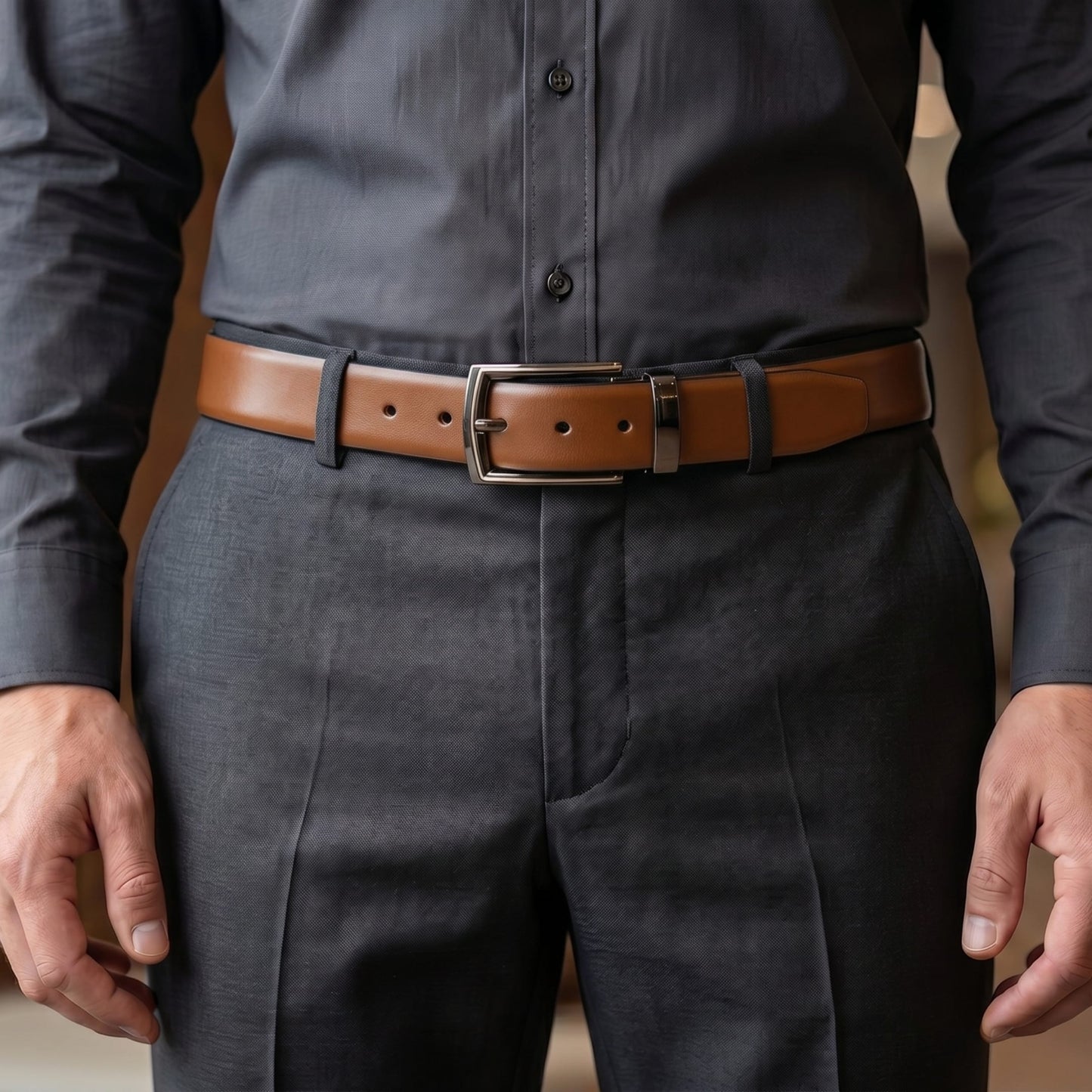 Mens Genuine Leather Belt | 2 in 1 Reversible (Brown & Black) (1 Pc.) - VELARO