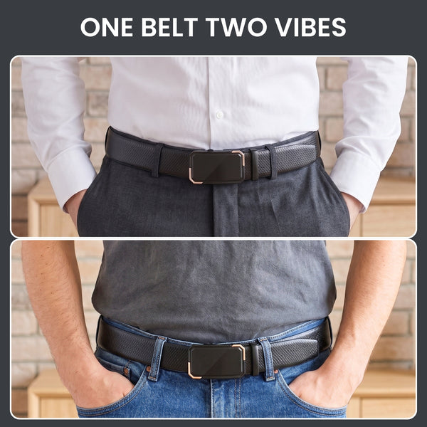 Mens Genuine Leather Belt | 2 in 1 Reversible (Black & Brown) (1 Pc.) - REXVA
