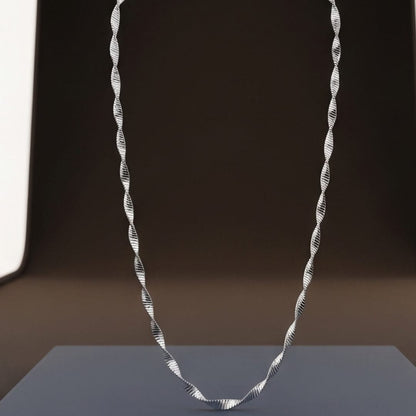TWIST SERPENTINE - 1mm Stainless Steel Twist Chain with Lobster Clasp for Men & Boys (21 inch)