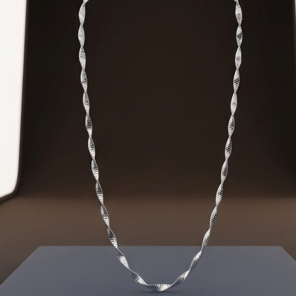 TWIST SERPENTINE - 1mm Stainless Steel Twist Chain with Lobster Clasp for Men & Boys (21 inch)
