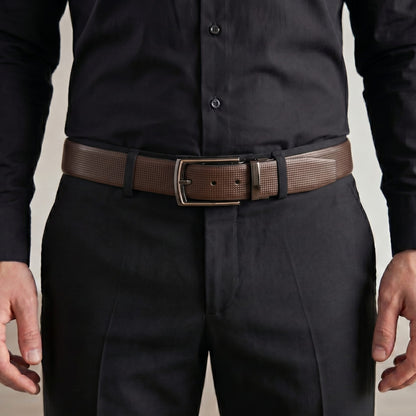 Mens Genuine Leather Belt | 2 in 1 Reversible (Brown & Black) (1 Pc.) - NEXVIOR