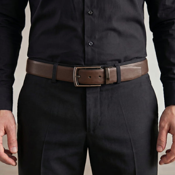 Mens Genuine Leather Belt | 2 in 1 Reversible (Brown & Black) (1 Pc.) - NEXVIOR