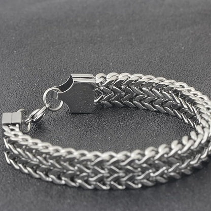 Italian Mesh Claw - Stainless Steel Italian Trending Style Double-Layer Thick 10Mm Bracelet 7 To 8