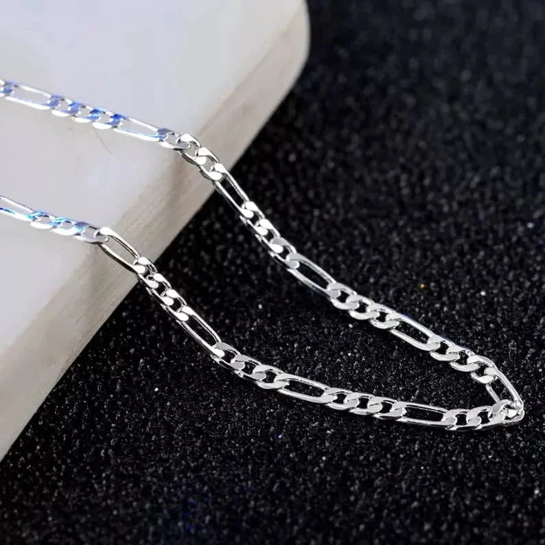 THE MEN THING Chain for Men - 7.2mm Figaro Italian Style Chain Silver Stainless Steel 21.5inch for Men & Boys