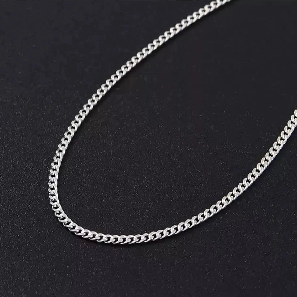 THE MEN THING Chain for Men - 6mm Diamond-Cut Cuban Chain Silver Stainless Steel 21.5inch for Men & Boys
