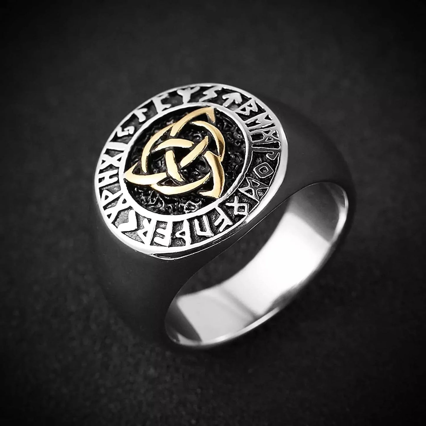 THE MEN THING Trinity Knot Viking Rune Ring for Men Luxury Pure Titanium Steel Ring Jewelry for Men & Boys (17)