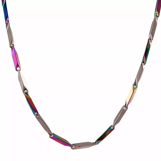 THE MEN THING Pure Stainless Steel Multicolor Rice Chain 20inch - European Trending Style - Necklace for Men & Boy