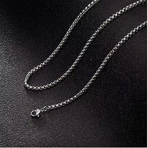 THE MEN THING 3mm Rounded Box Chain Stainless Steel 18 to 24inch Necklace for Men & Boy's
