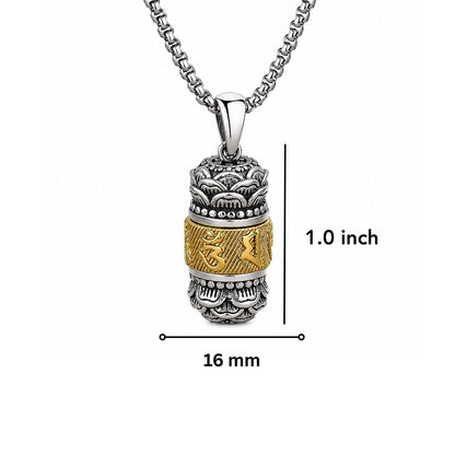 MANTRA RELIC - 16mm Titanium Steel Pendant with 24inch Round Box 4mm Chain for Men & Boys