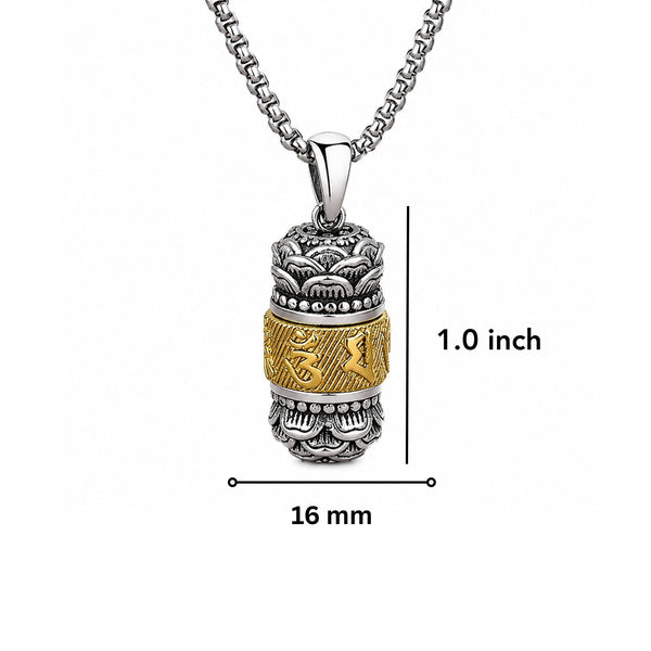 MANTRA RELIC - 16mm Titanium Steel Pendant with 24inch Round Box 4mm Chain for Men & Boys