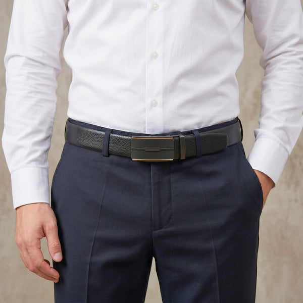 Mens Genuine Leather Belt | 2 in 1 Reversible (Black & Brown) (1 Pc.) - LUXORIC
