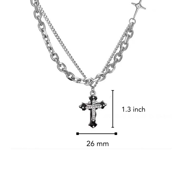 CROSS FUSION - 26mm Titanium Steel Pendant with 8mm Chain for Men & Boys - 21 inch