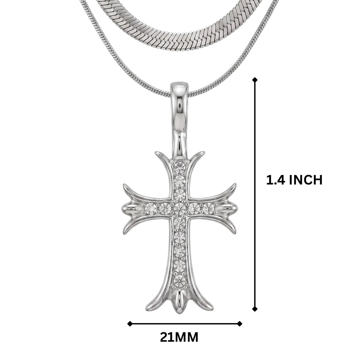 CATHEDRAL CROSS - 21mm Titanium Steel Pendant with 16 to 18inch Adjustable Chain for Men & Boys