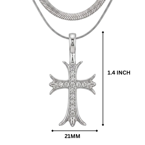 CATHEDRAL CROSS - 21mm Titanium Steel Pendant with 16 to 18inch Adjustable Chain for Men & Boys