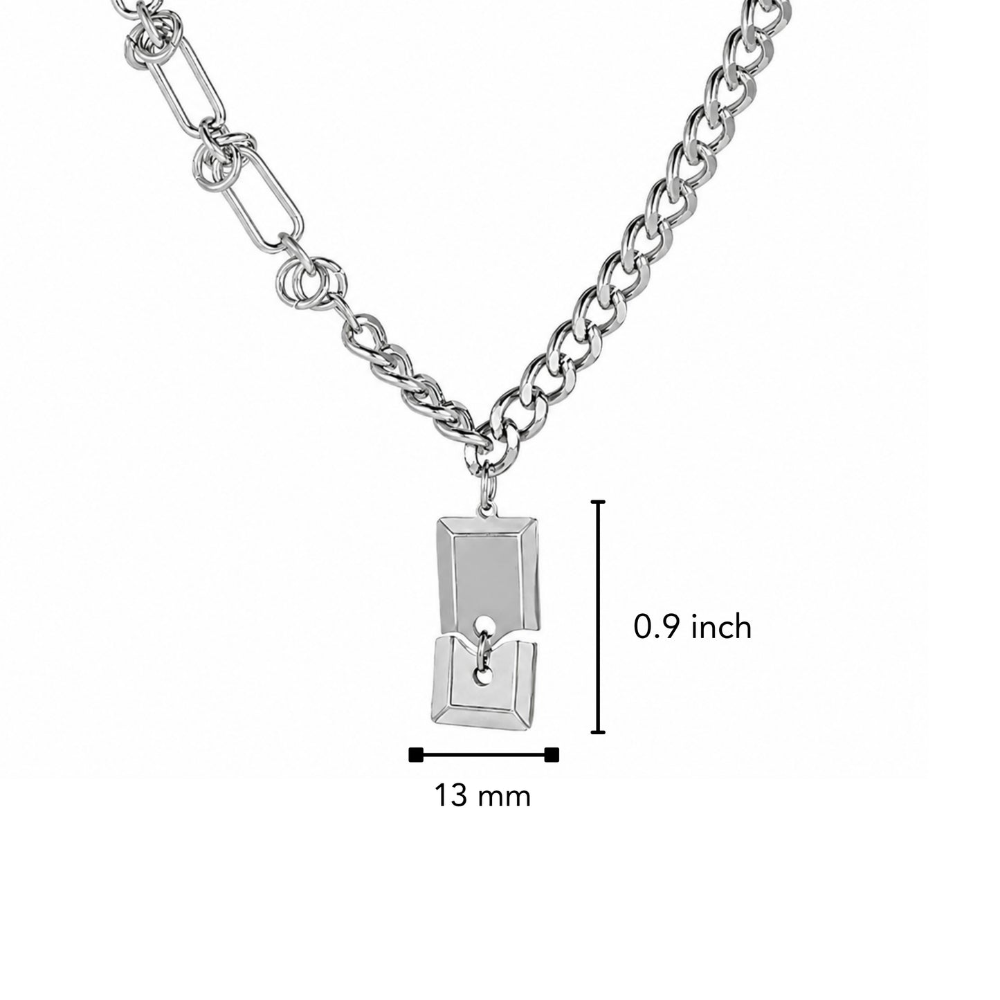 SPLIT TAG - 13mm Titanium Steel Pendant with 9mm Chain for Men & Boys (22 to 24 inch)