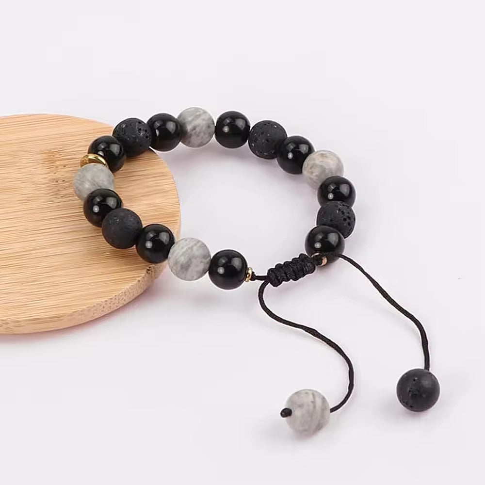 MAGIC NIGHT  - Beads Bracelet with Natural Stone - Stretch / Adjustable Bracelet for Men & Boys