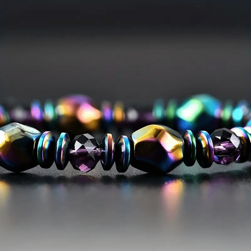 SPECTRA MULTICOLOR  - Beads Bracelet with Natural Stone - "7" inch Stretch Bracelet for Men & Boys