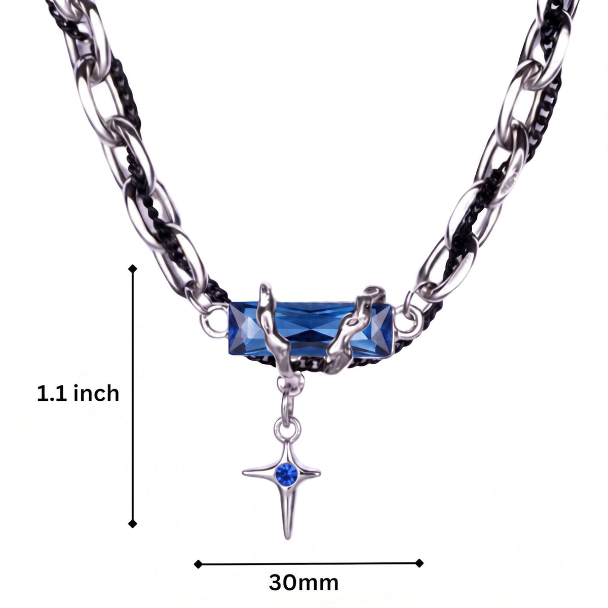 OBSIDIAN BLUEC ROSS - 30mm Titanium Steel Pendant with 20 to 22inch Adjustable Cable 7mm Chain for Men & Boys