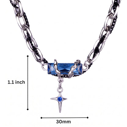 OBSIDIAN BLUEC ROSS - 30mm Titanium Steel Pendant with 20 to 22inch Adjustable Cable 7mm Chain for Men & Boys