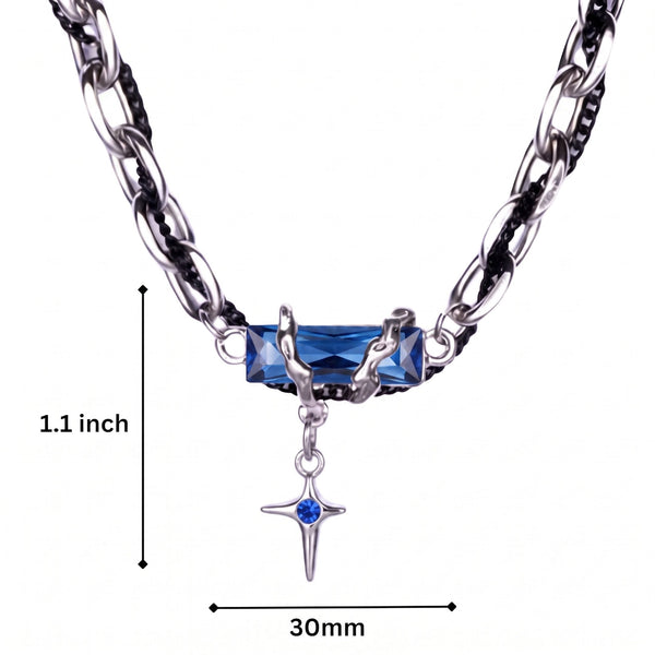 OBSIDIAN BLUEC ROSS - 30mm Titanium Steel Pendant with 20 to 22inch Adjustable Cable 7mm Chain for Men & Boys