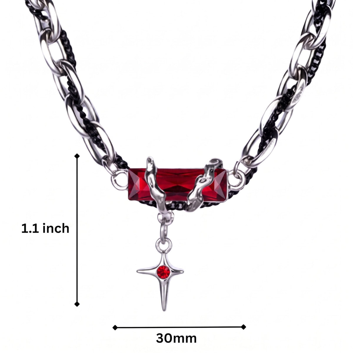 OBSIDIAN RED CROSS - 30mm Titanium Steel Pendant with 20 to 22inch Adjustable Cable 7mm Chain for Men & Boys