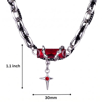 OBSIDIAN RED CROSS - 30mm Titanium Steel Pendant with 20 to 22inch Adjustable Cable 7mm Chain for Men & Boys
