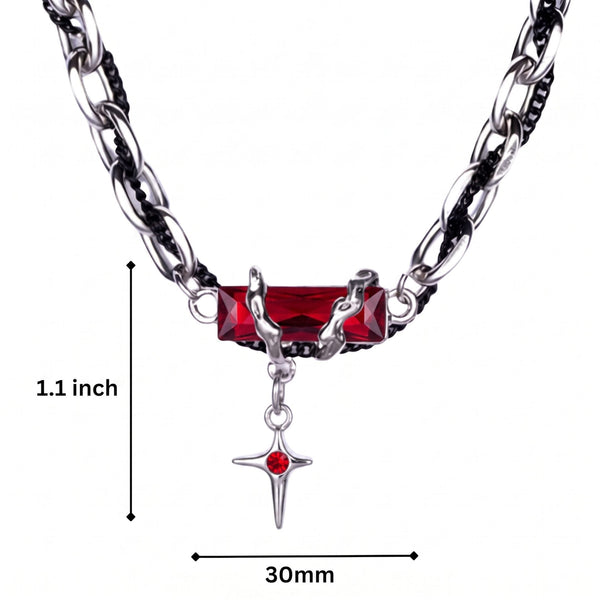 OBSIDIAN RED CROSS - 30mm Titanium Steel Pendant with 20 to 22inch Adjustable Cable 7mm Chain for Men & Boys