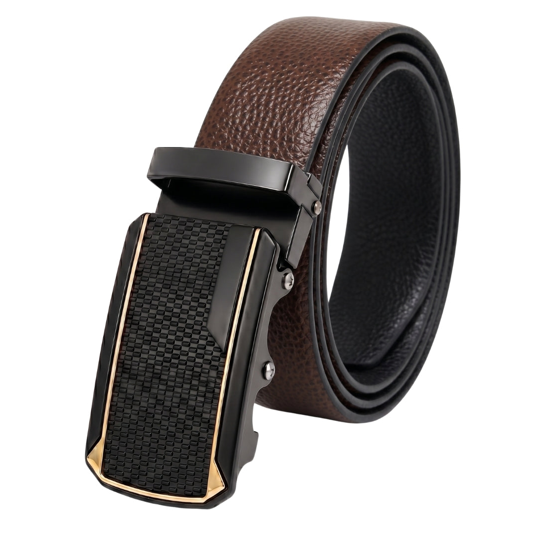 Mens Genuine Leather Belt | 2 in 1 Reversible (Brown & Black) (1 Pc.) - LUXORIC