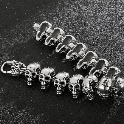 Ghost Head  - 22mm Pure Titanium Steel Bracelet, Skull Head Bracelet with Lobster Claw Buckle for Men & Boy (8inch)