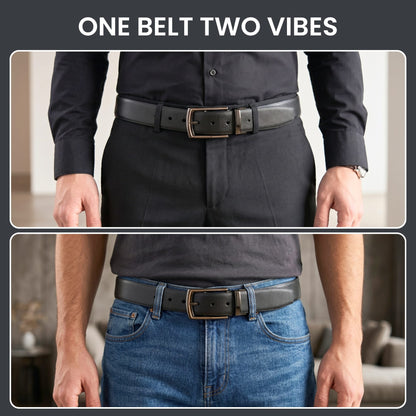 Mens Genuine Leather Belt | 2 in 1 Reversible (Black & Brown) (1 Pc.) - NEXVIOR