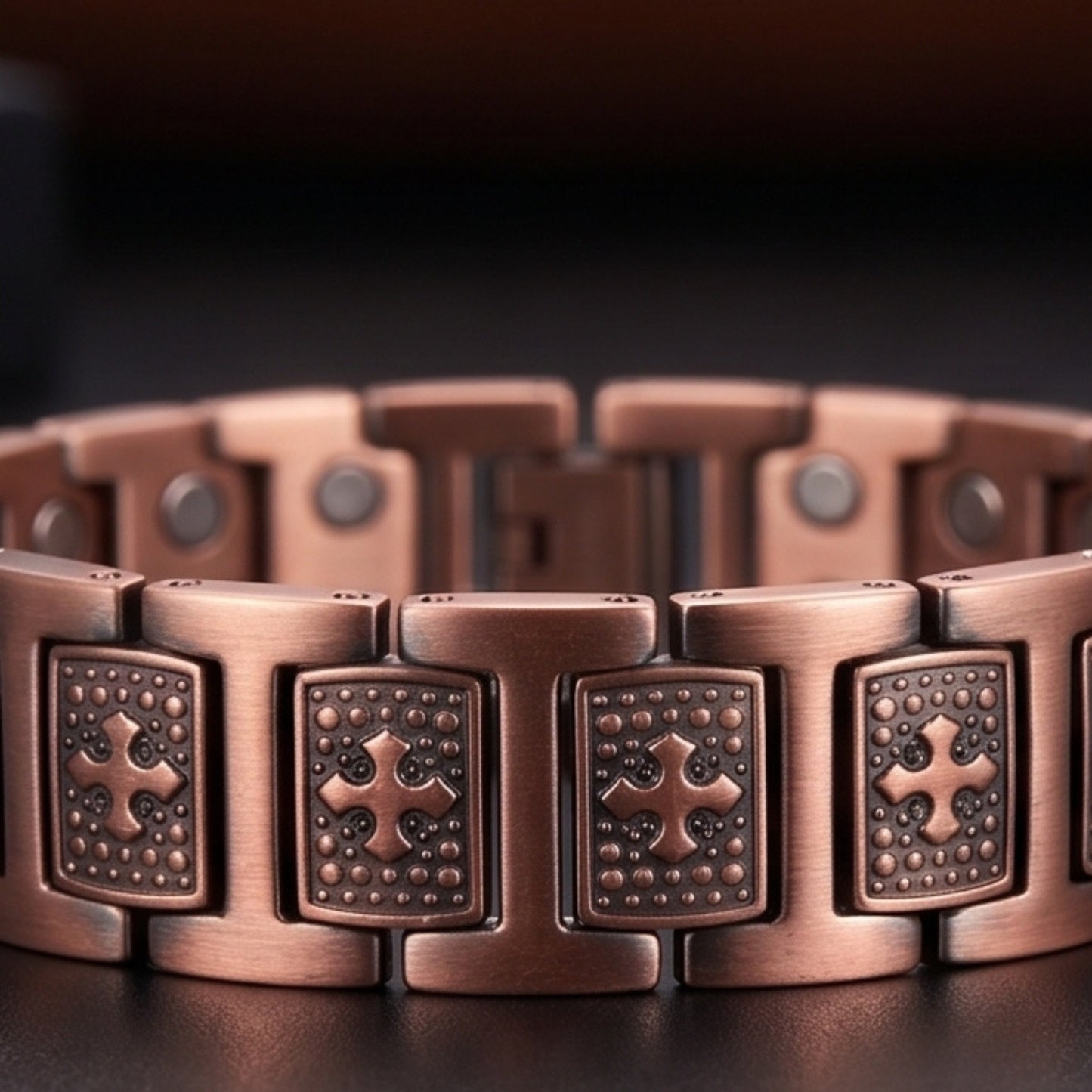 CELTIC CROSS - 16mm Magnetic Copper Bracelet with Open Box Clasps for Men & Boys (8.5 inch)