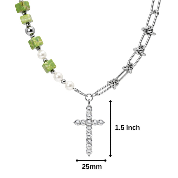 EDEN CROSS - 25mm Titanium Steel Pendant with 20inch to 22inch Adjustable Cable 5mm Chain for Men & Boys