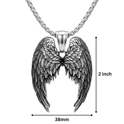 HEAVEN SERAPH - 38mm Titanium Steel Pendant with 23inch Round Box 4mm Chain for Men & Boys