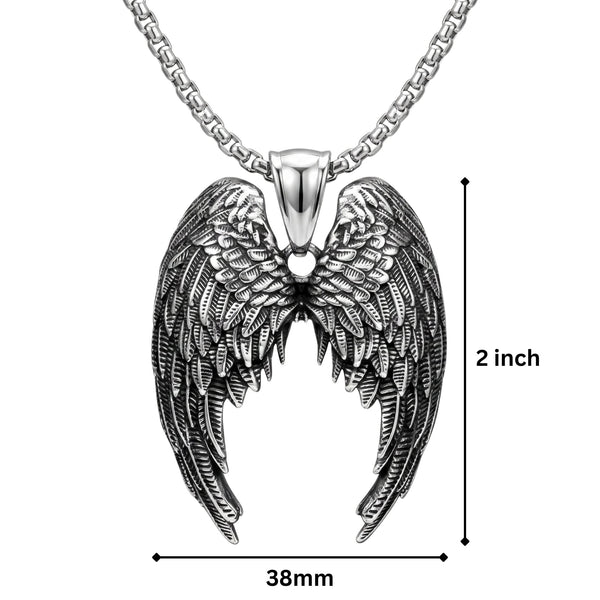 HEAVEN SERAPH - 38mm Titanium Steel Pendant with 23inch Round Box 4mm Chain for Men & Boys
