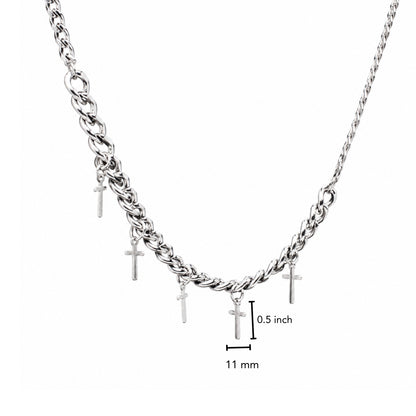 MULTI CROSS LINK - 11mm Titanium Steel Pendant with 7mm Chain for Men & Boys - 24 inch