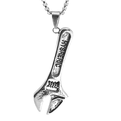THE MEN THING Alloy Pipe Wrench Pendant with Pure Stainless Steel 24inch Chain for Men, European trending Style - Round Box Chain & Pendant for Men & Boys