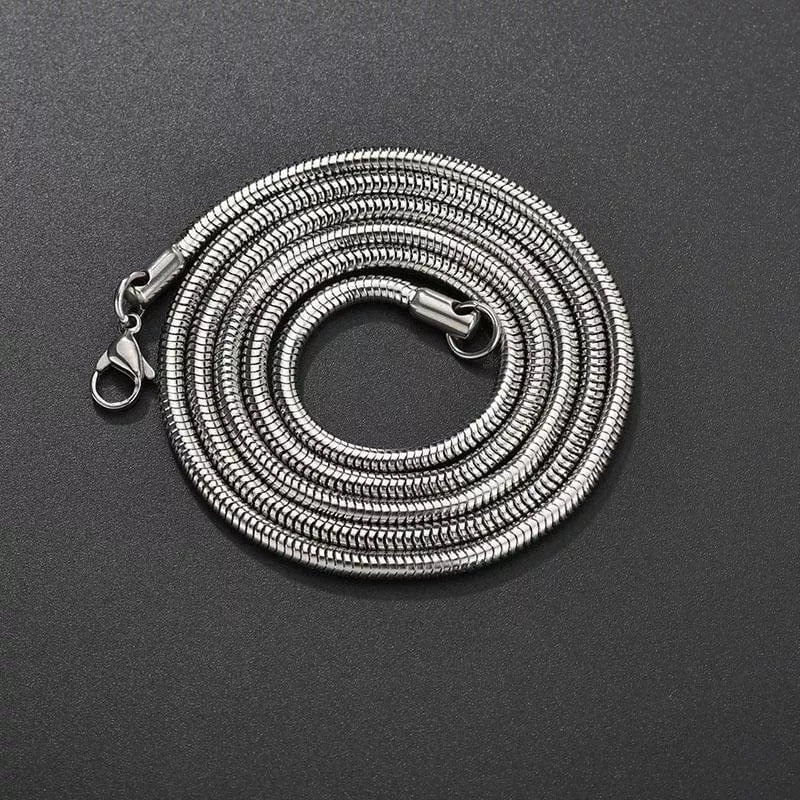THE MEN THING Chain for Men - 2.3mm Round Snake Chain Silver Stainless Steel 21.5inch for Men & Boys
