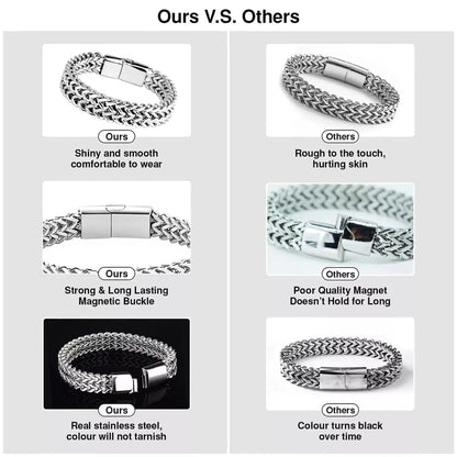 THE MEN THING 11.5mm Pure Stainless Steel Italian Mesh Link Chain Bracelet with Magnetic Buckle for Men & Boy (8 inch)
