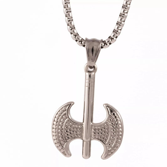 THE MEN THING Pendant for Men - Pure Titanium Steel Axe Pendant with 24inch Round Box Chain for Men & Boys