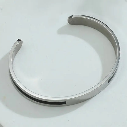 STOIC SILVER - "6.5"mm Pure Stainless Steel Open Bangle Bracelet (Adjustable) for Men & Boys
