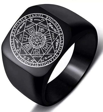 7PROTECT -  Titanium Steel Ring | The Seals of The Seven Archangels Protection for Mens (Size : 17, 20, 26) - THE MEN THING