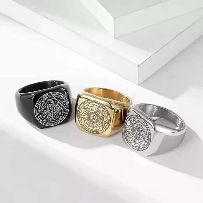 7PROTECT -  Titanium Steel Ring | The Seals of The Seven Archangels Protection for Mens (Size : 17, 20, 26) - THE MEN THING